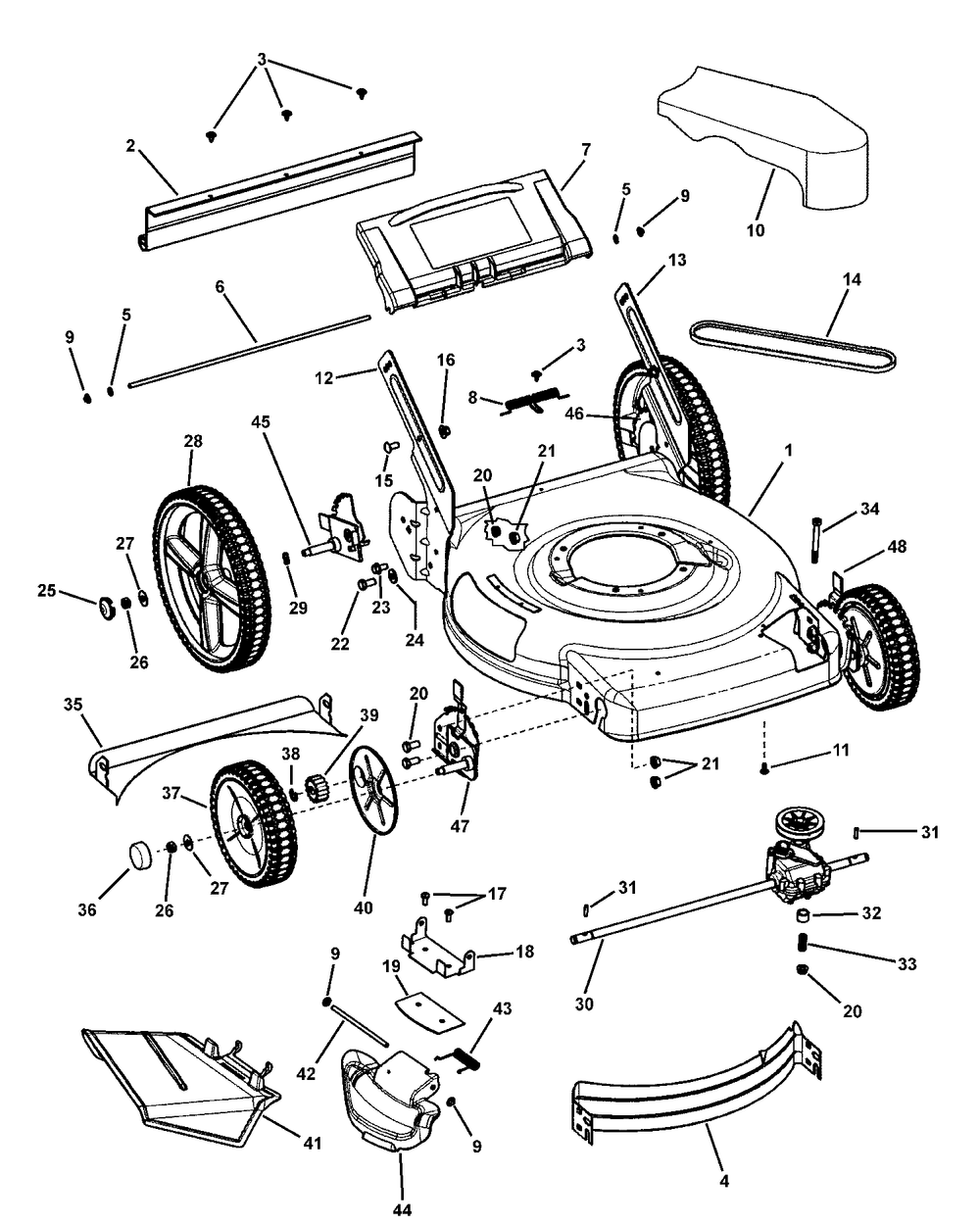 Wheels And Covers Group Diagram and Parts List for 7800477-BTP22675HW 2009 Briggs and Stratton Lawn Mower
